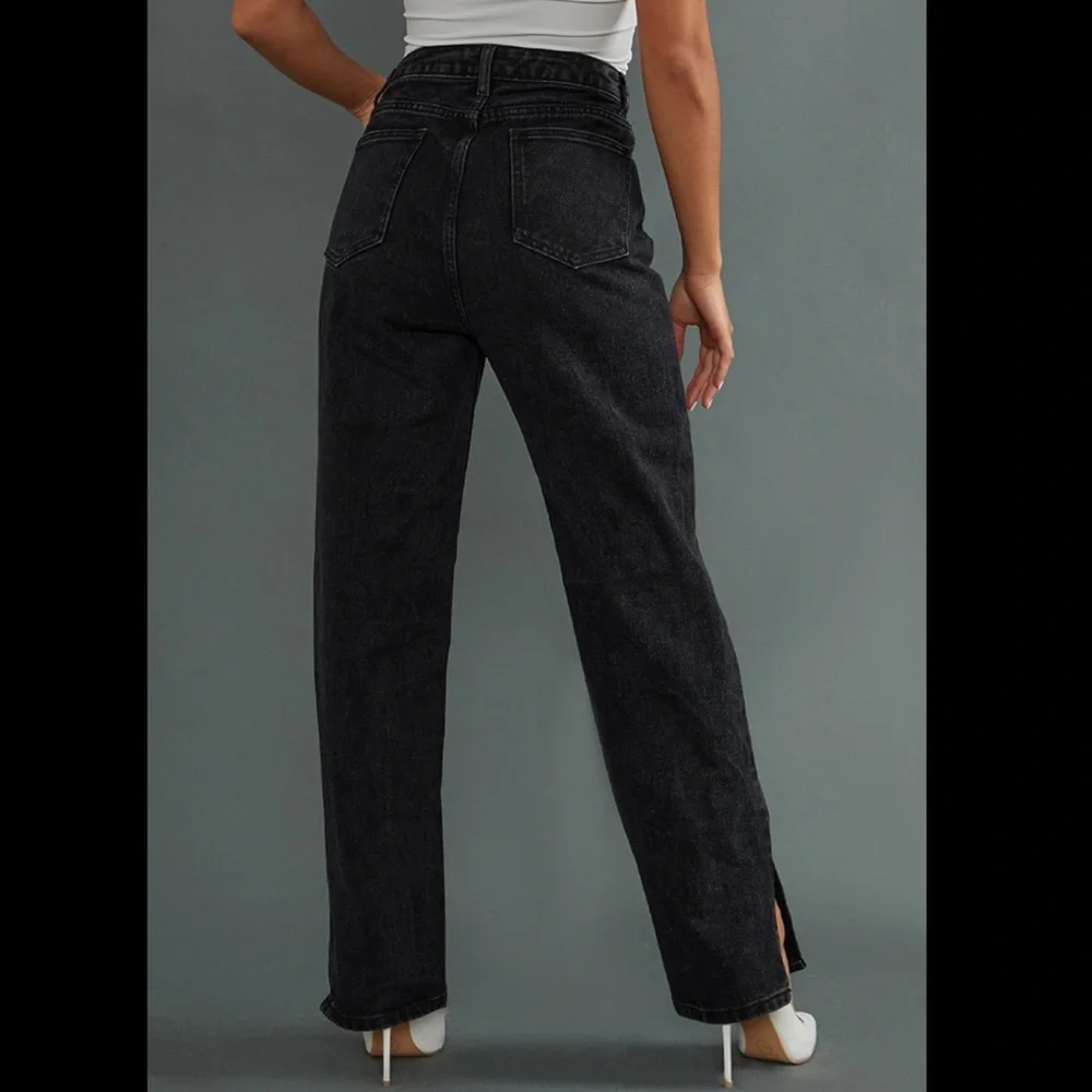 NWT!! Black high waist split bottom jeans - Picture 3 of 4